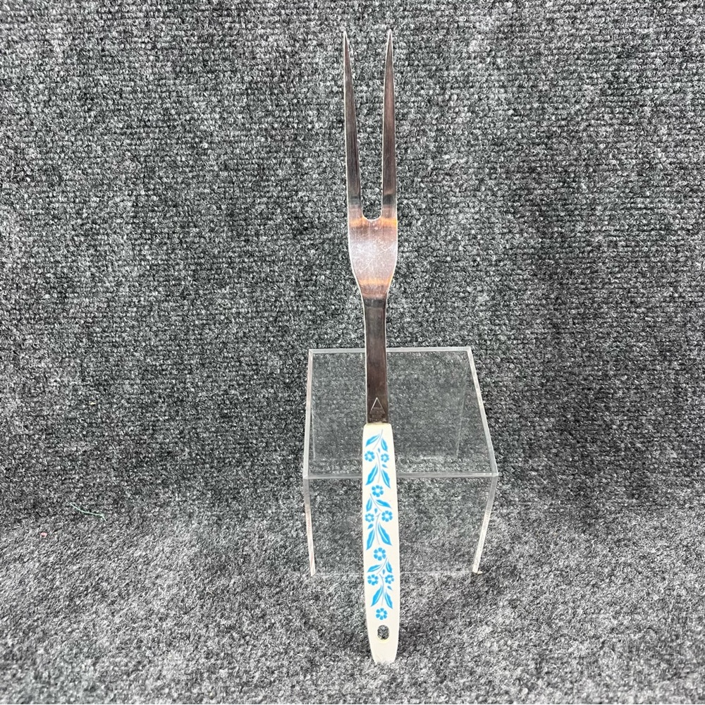 Vtg Japan Household Deluxe Corning Ware Blue Cornflower 12.25” Carving Meat Fork
